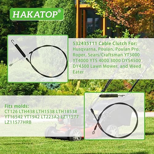 Miniatura 3 de HAKATOP Cable de embrague de compromiso de cubierta 435111 532435111 para Craftsman Sears POULAN Husqvarna 532435111 532408714 532197257 AYP 435111