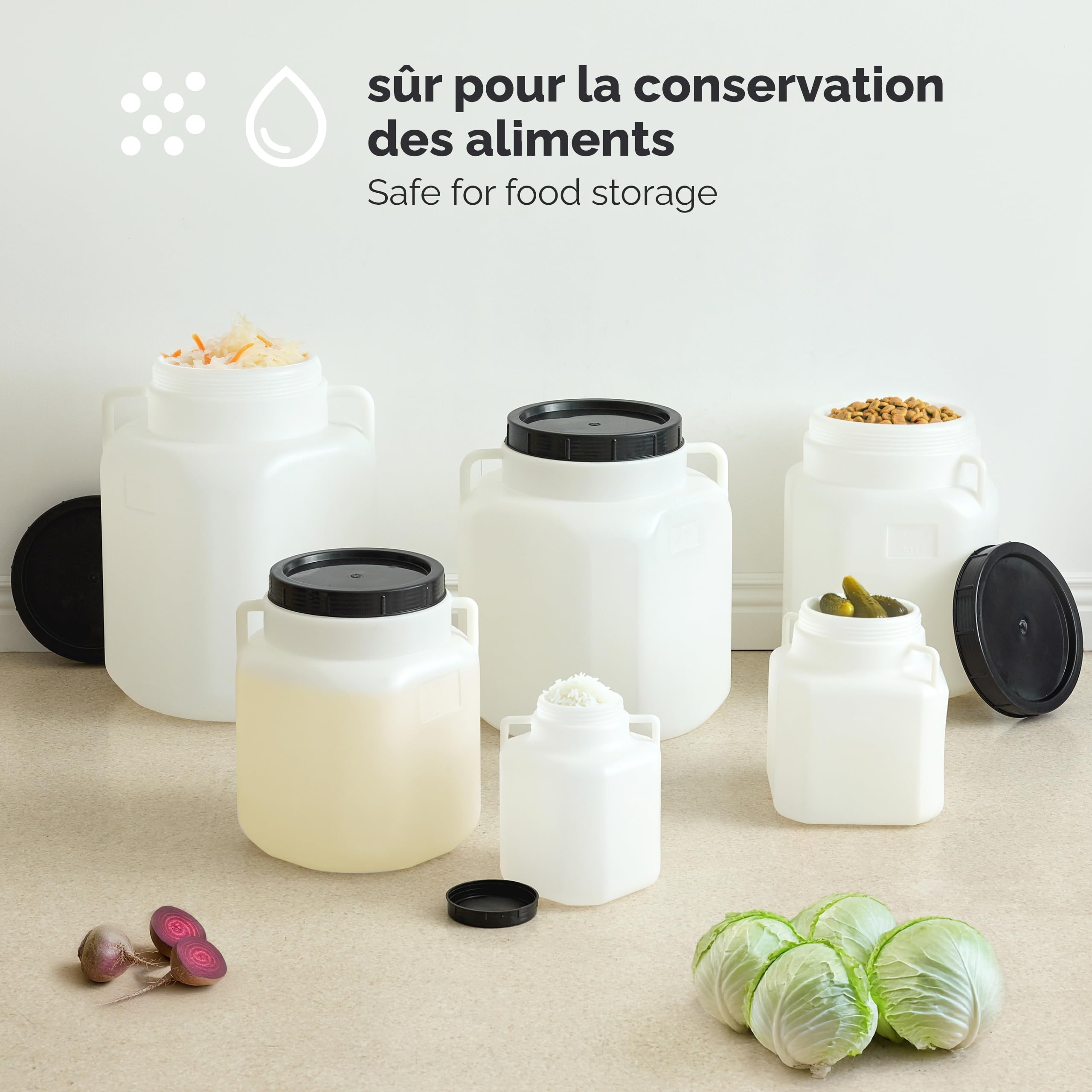 Garronda Serbatoio Acqua Quadrato BPA-Free 40 Litri per Alimenti con Coperchio Bianco