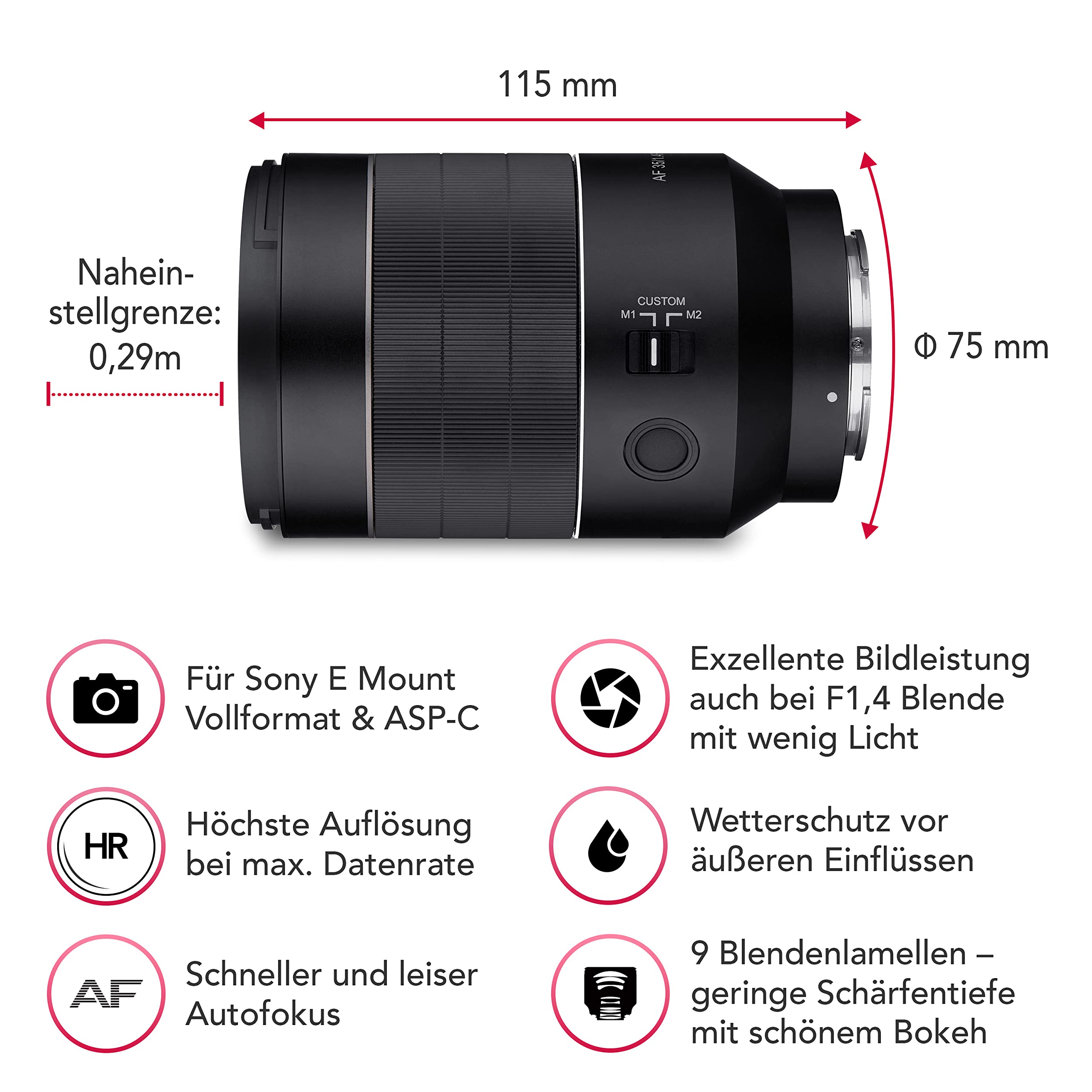 Samyang AF 35mm F1.4 FE II Sony E : Amazon.com.tr: Elektronik