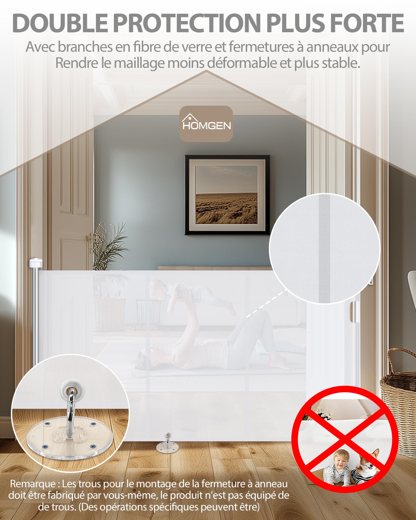 HOMGEN Barrière de Sécurité Pour Bébés Chiens Rétractables Durables 0-140 cm de Large Hauteur 86cm Facile à Installer Porte d’escalier Rétractable Porte Rétractable en PVC Porte pour la maison (Blanc)