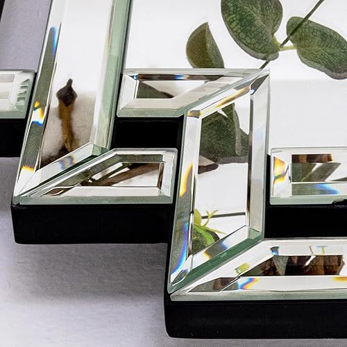 Miniatura 3 de Espejo de pared decorativo de 28 x 40 pulgadas para decoración, espejo de baño grande con piezas de vidrio y borde biselado, espejo rectangular