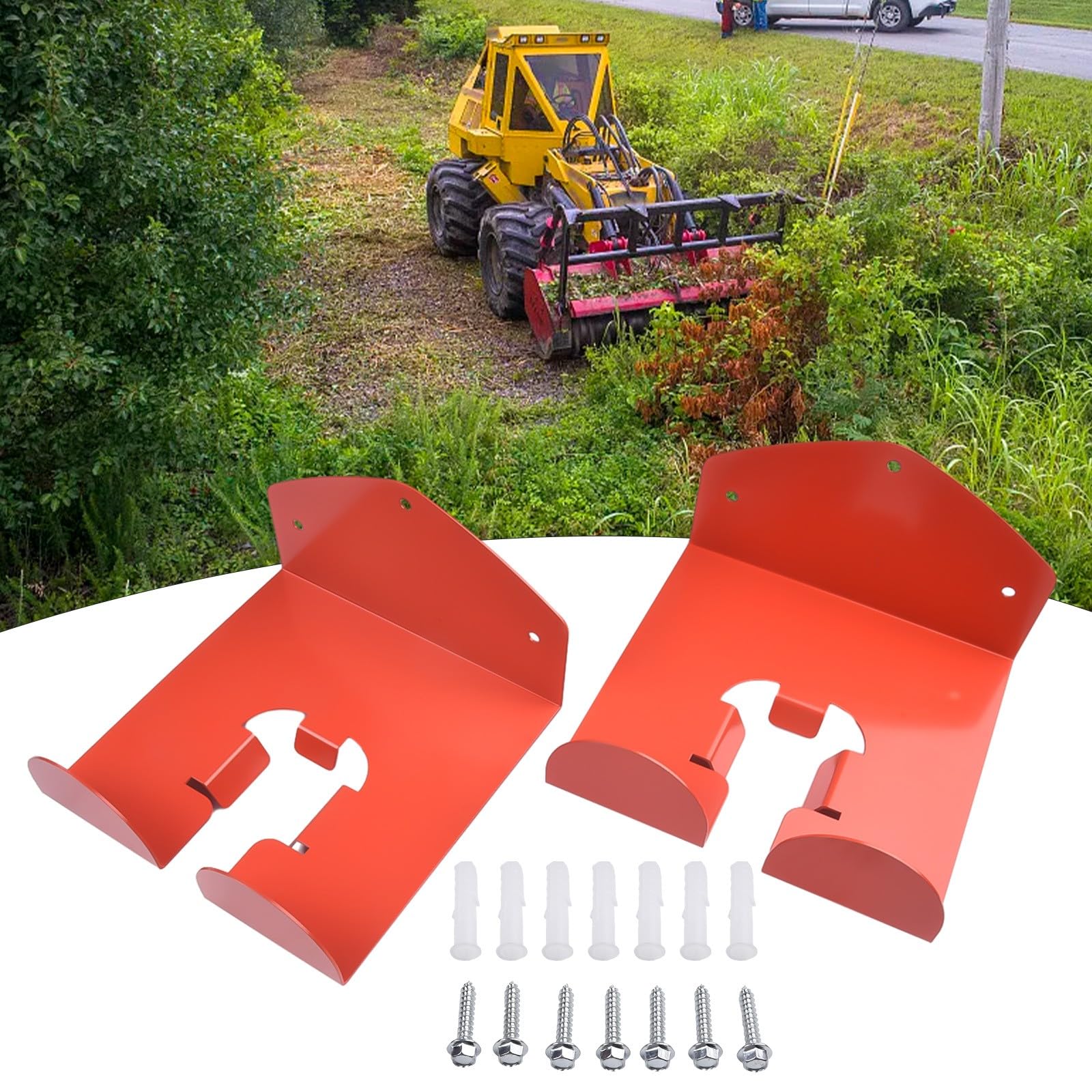 Confezione da 2 organizer da garage, per appendere attrezzi da parete per decespugliatore, pala, rastrello, scopa, trapano e attrezzi da giardino, arancione