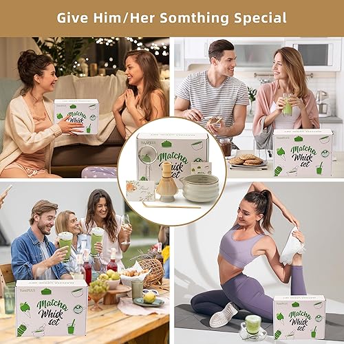 Miniatura 6 de Juego de 5 batidores de matcha para principiantes, cuenco de cerámica y batidor de bambú, accesorios japoneses de matcha, kit tradicional de