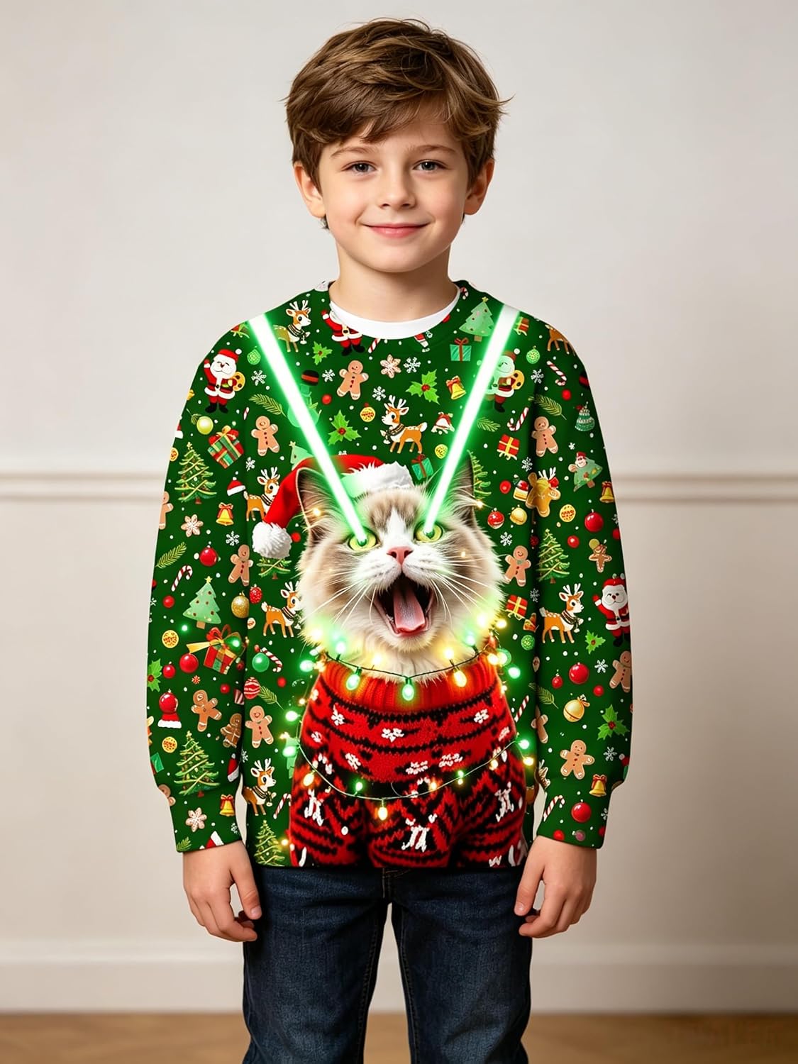 Kids Christmas Ugly Sweatshirt Boys Girls Funny 3D Graphic Xmas Pullover Long Sleeve Jumper Shirts Size 3-16T