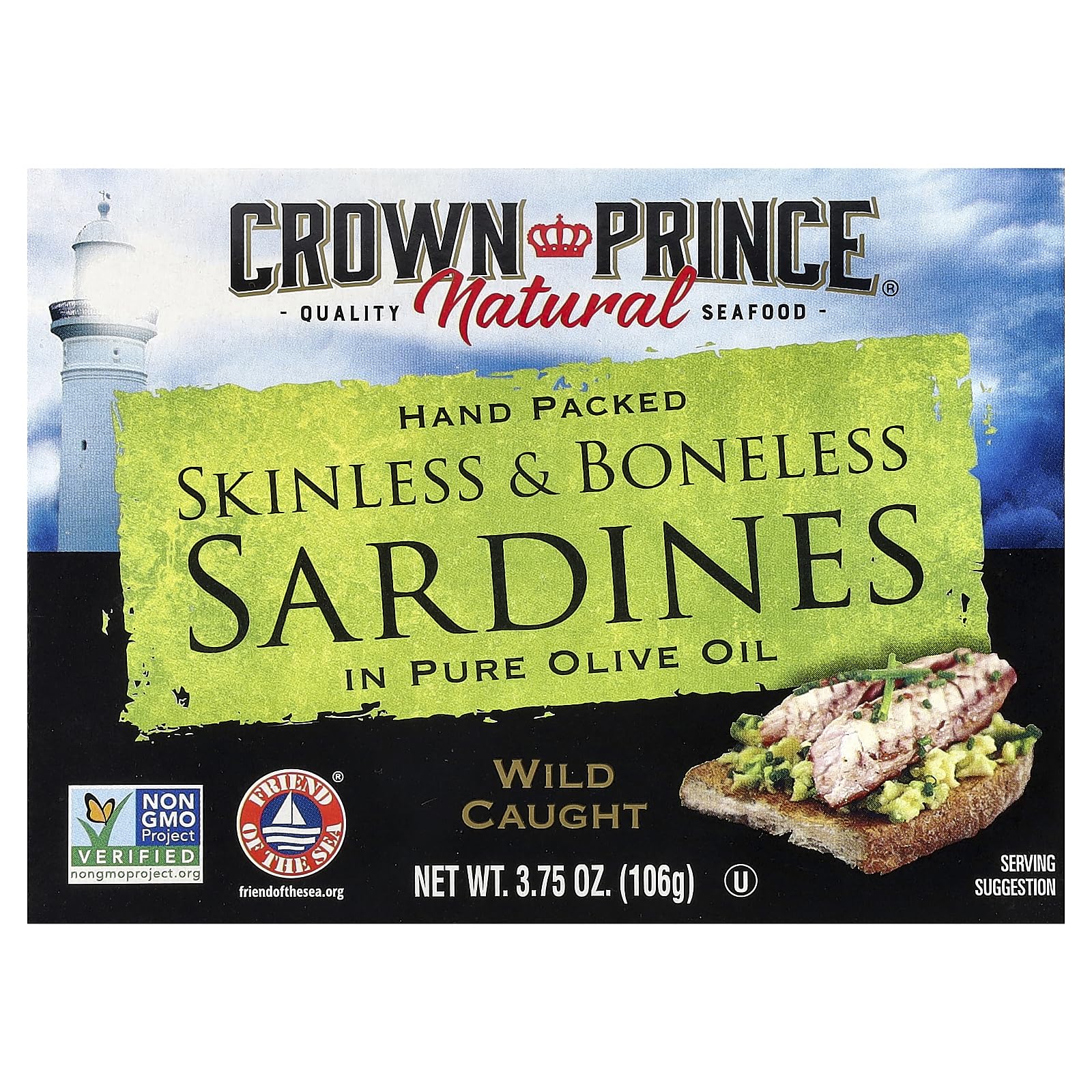 Skinless & Boneless Sardines in Olive Oil, 3.75 oz