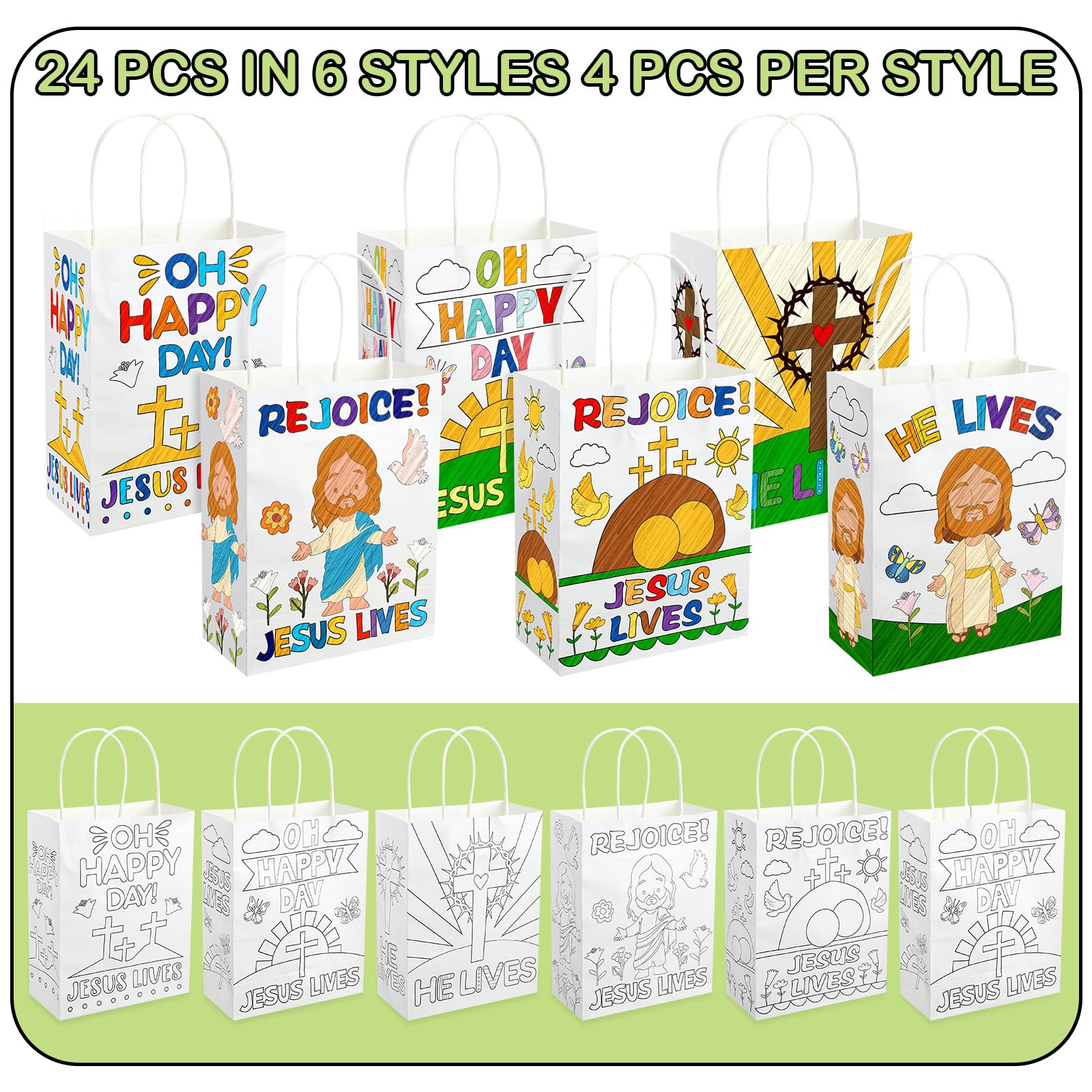 20 Pcs He Is Risen Favor Bags - Easter Party Decorations, Reusable Non-Woven Gift Bags - View #3