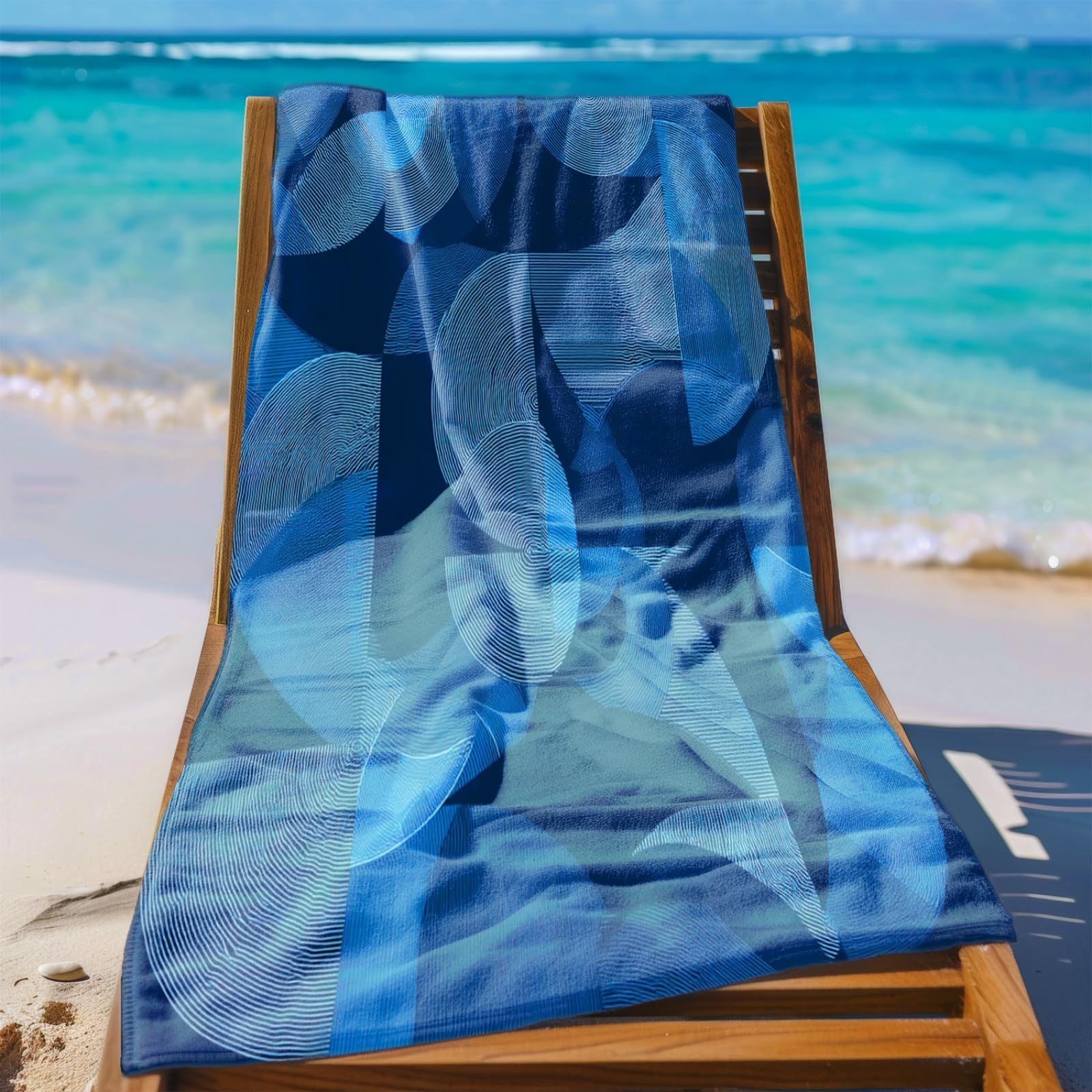 Beach Towel 80x160 Light Blue Abstract Microfibre Quick Dry Towel for girls,Pool Swimming Travel Towels,Sand-Resistant, Absorbent, Lightweight