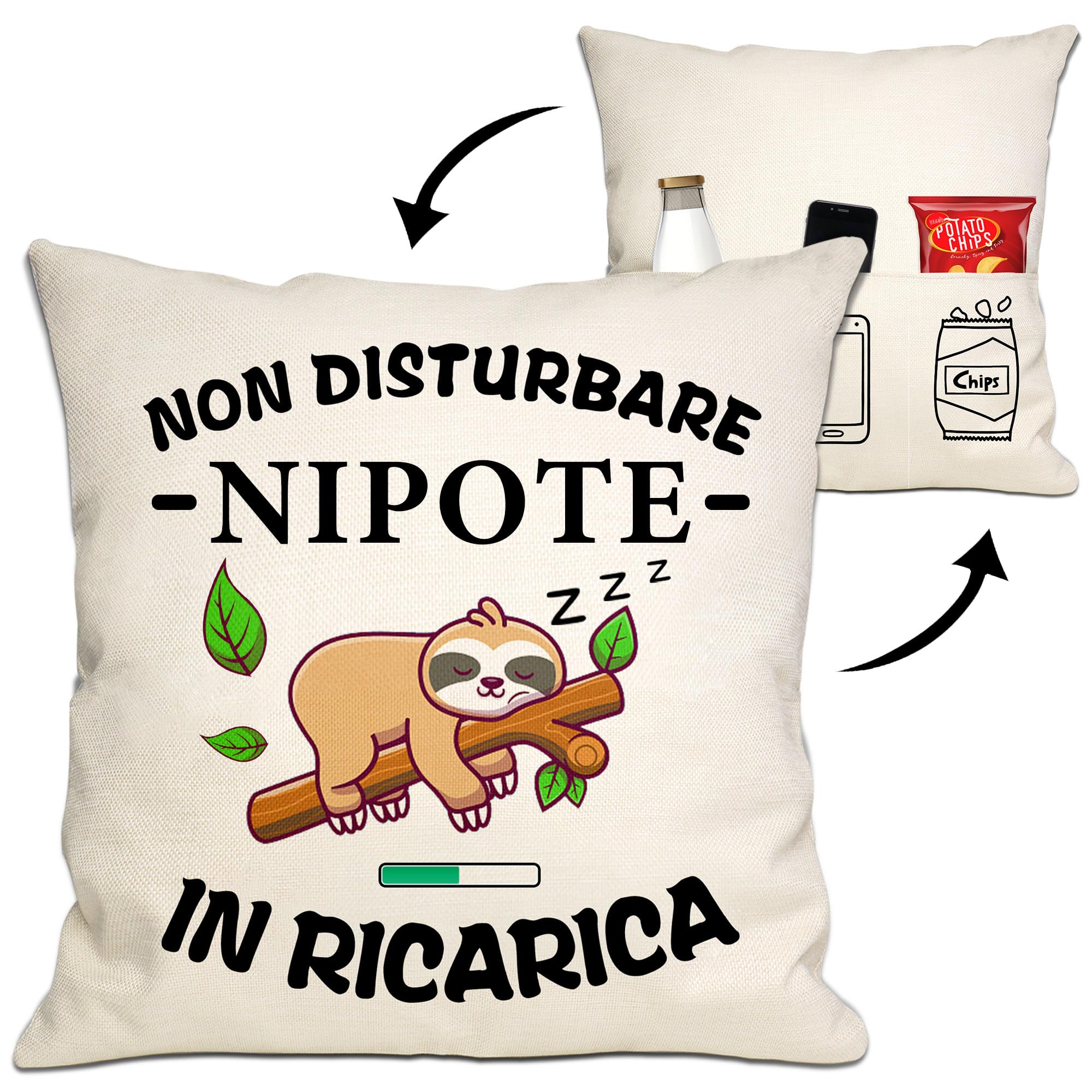Bommex Divertente copricuscino con tasche per la nipote Copricuscino double-face per la nipote Regalo di compleanno divertente Regalo di Natale (nipote)