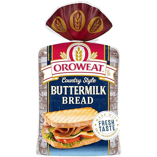Oroweat Country Style Buttermilk Bread, Country Bread Free From Artificial Colors, Flavors and Preservatives, 24 Oz Loaf