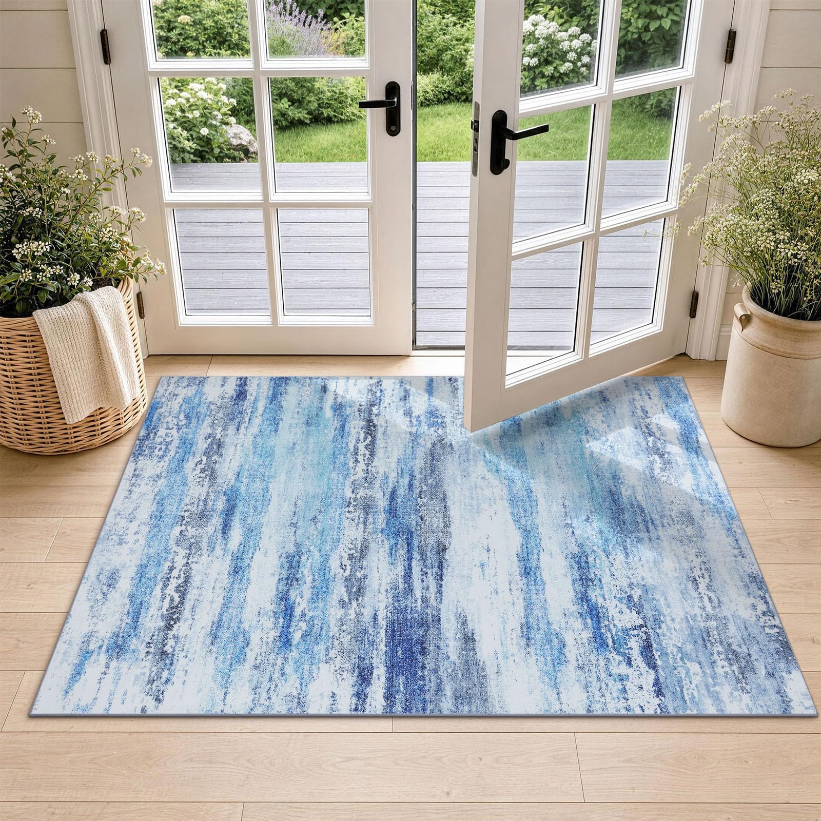 Homaxy Modern Abstract Rugs Living Room 60 x 90 cm Carpet Blue