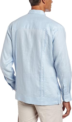 Miniatura 2 de Cubavera Camisa Guayabera de manga larga con cuatro bolsillos para hombre, 100 % de lino, detalle de pinzas, ajuste relajado
