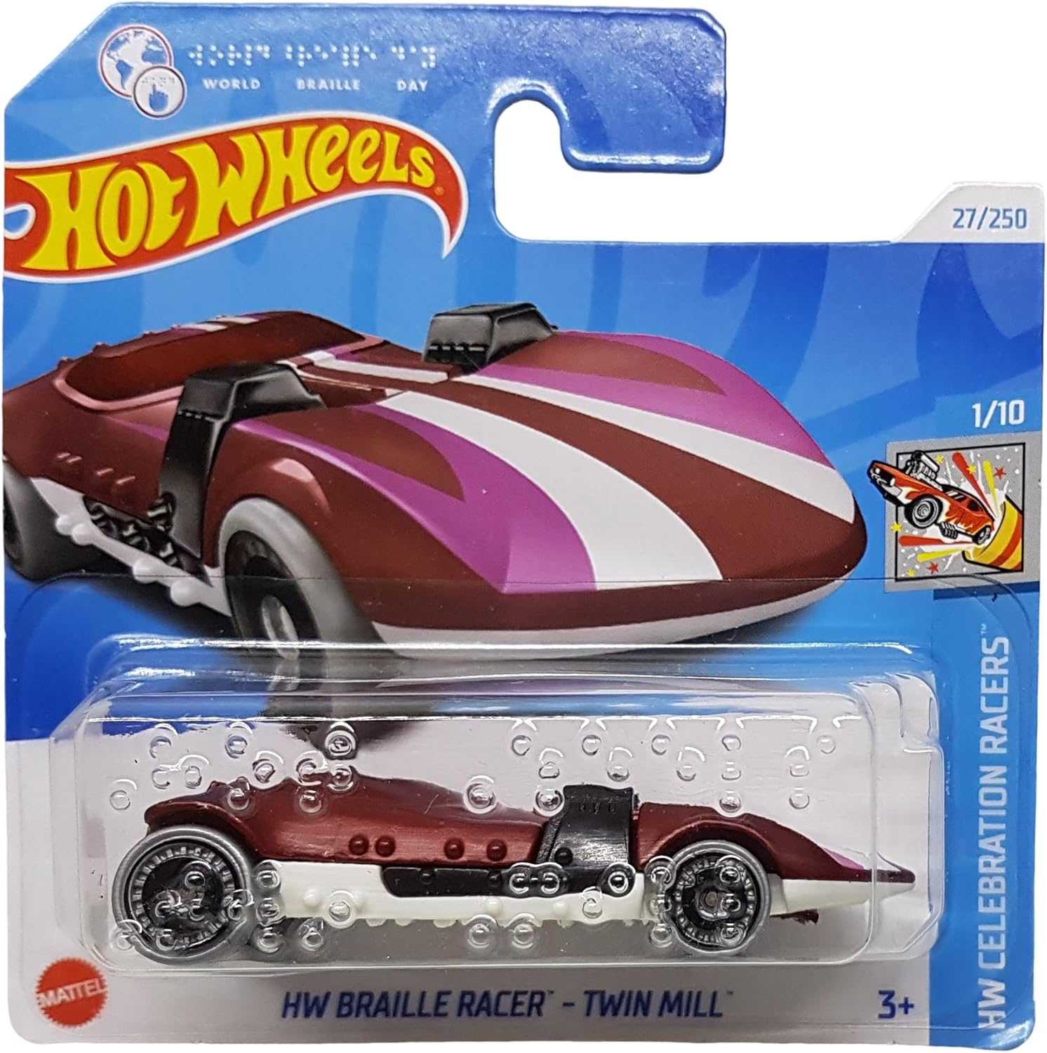 Hot Wheels - HW Braille Racer - HW Celebration Racers 1/10 - HRY95 - Short Card - Twin Mill - World Braille Day - Mattel 2024-1:64