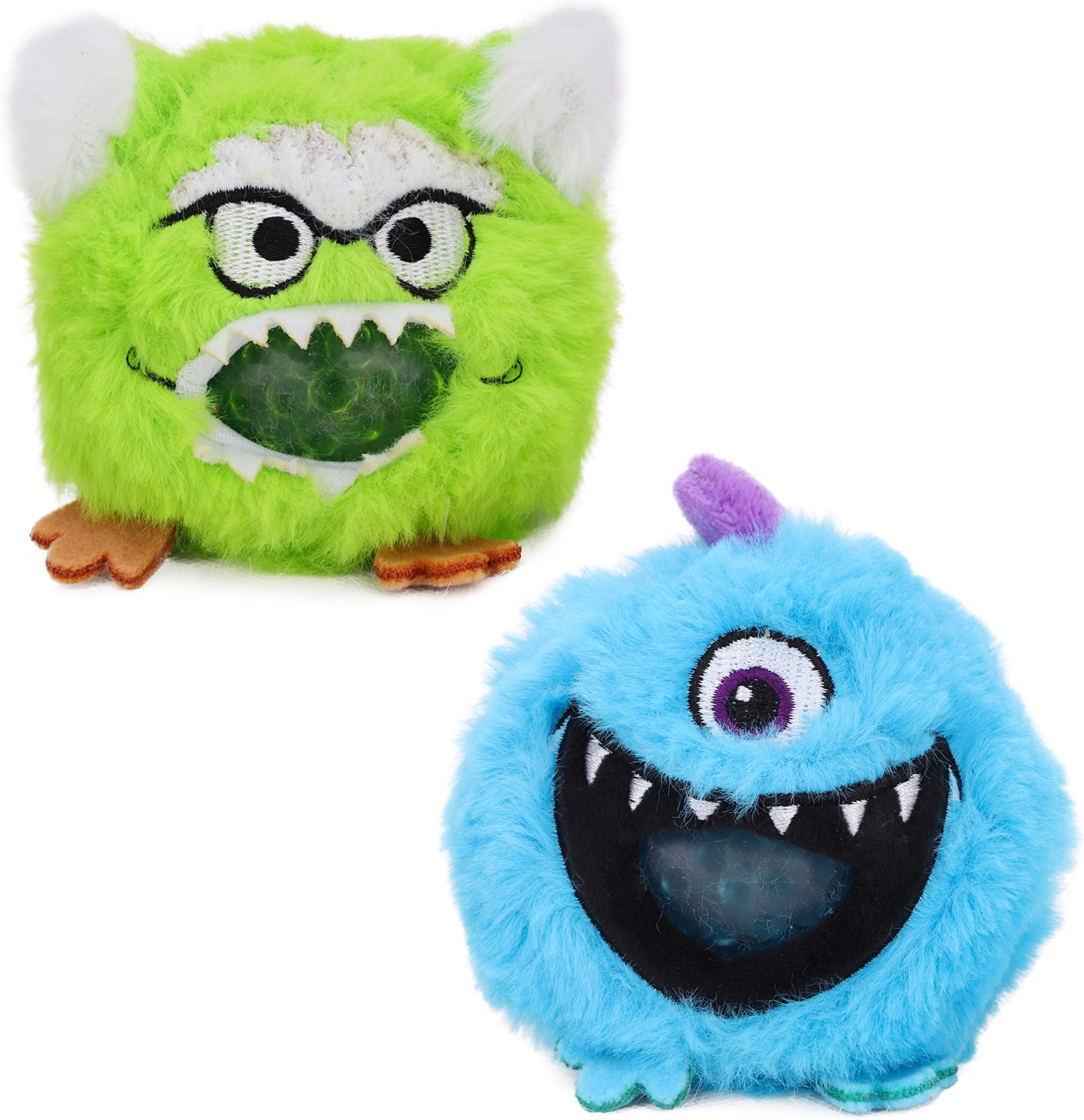 Toyland® 8cm Furry Monster Jelly Squeezers - Children's Novelty Toys (GREEN OR BLUE)