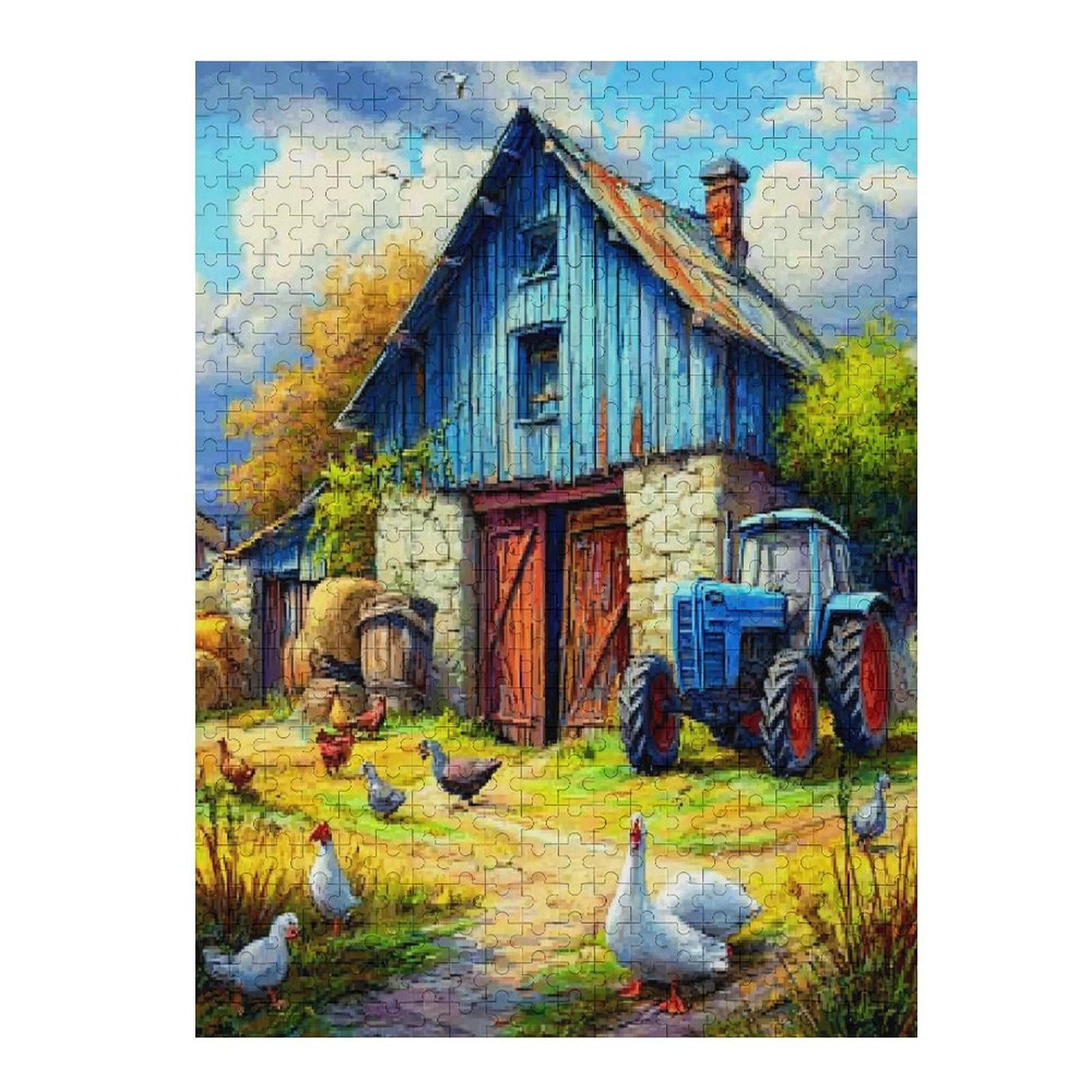 Agriculture Vintage Tractor 500 Piece Jigsaw Puzzle Pack Rural Life Teens Beginners Cognitive Development Puzzle Fans Group Play Anniversary Recycled Cardboard 500 PCS