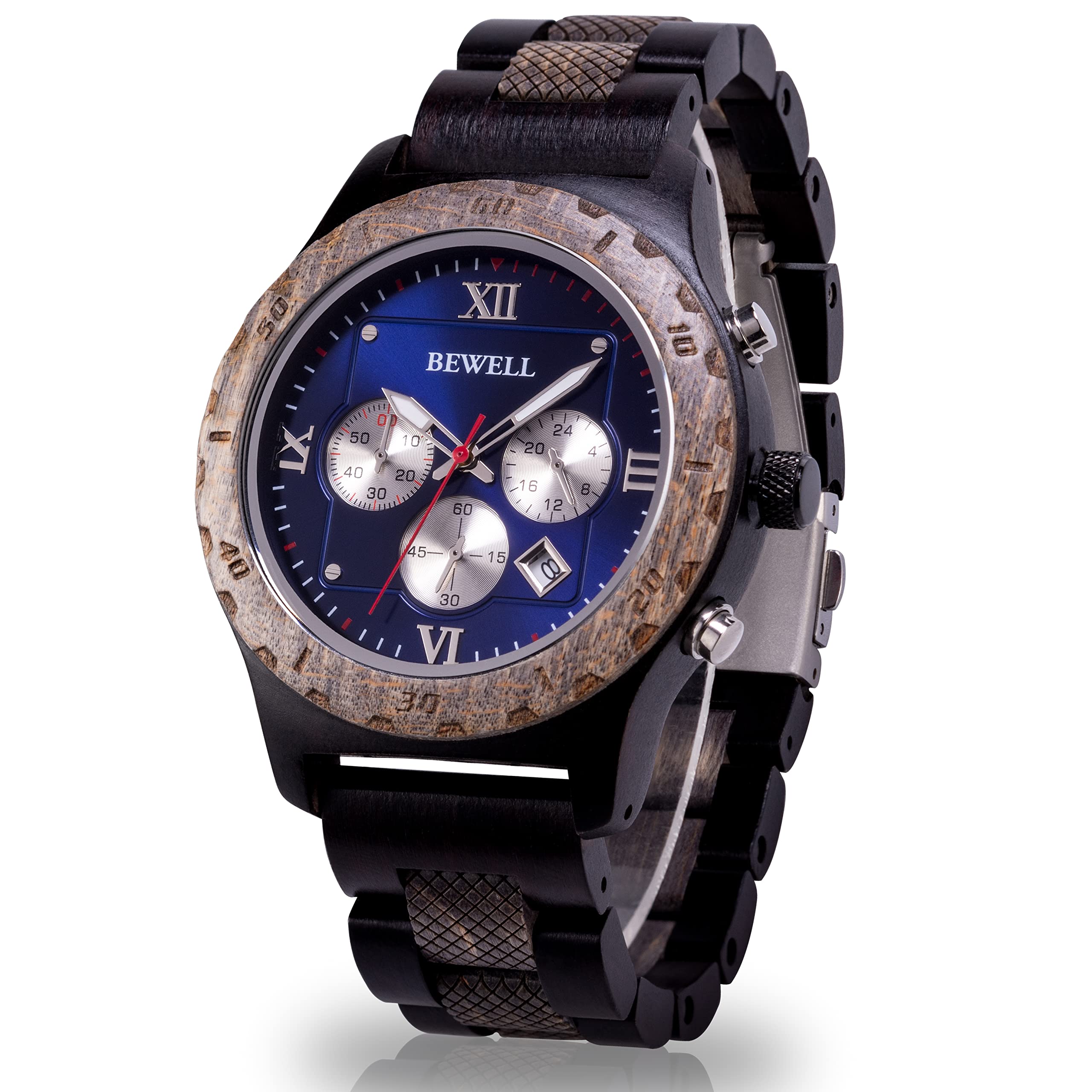 BEWELL Wood Watches for Men Quartz Multi-Functional Chronograph Date Casual Mens Wooden Watch (B0B1JDZMPW) Amazon Price History, Amazon Price Tracker