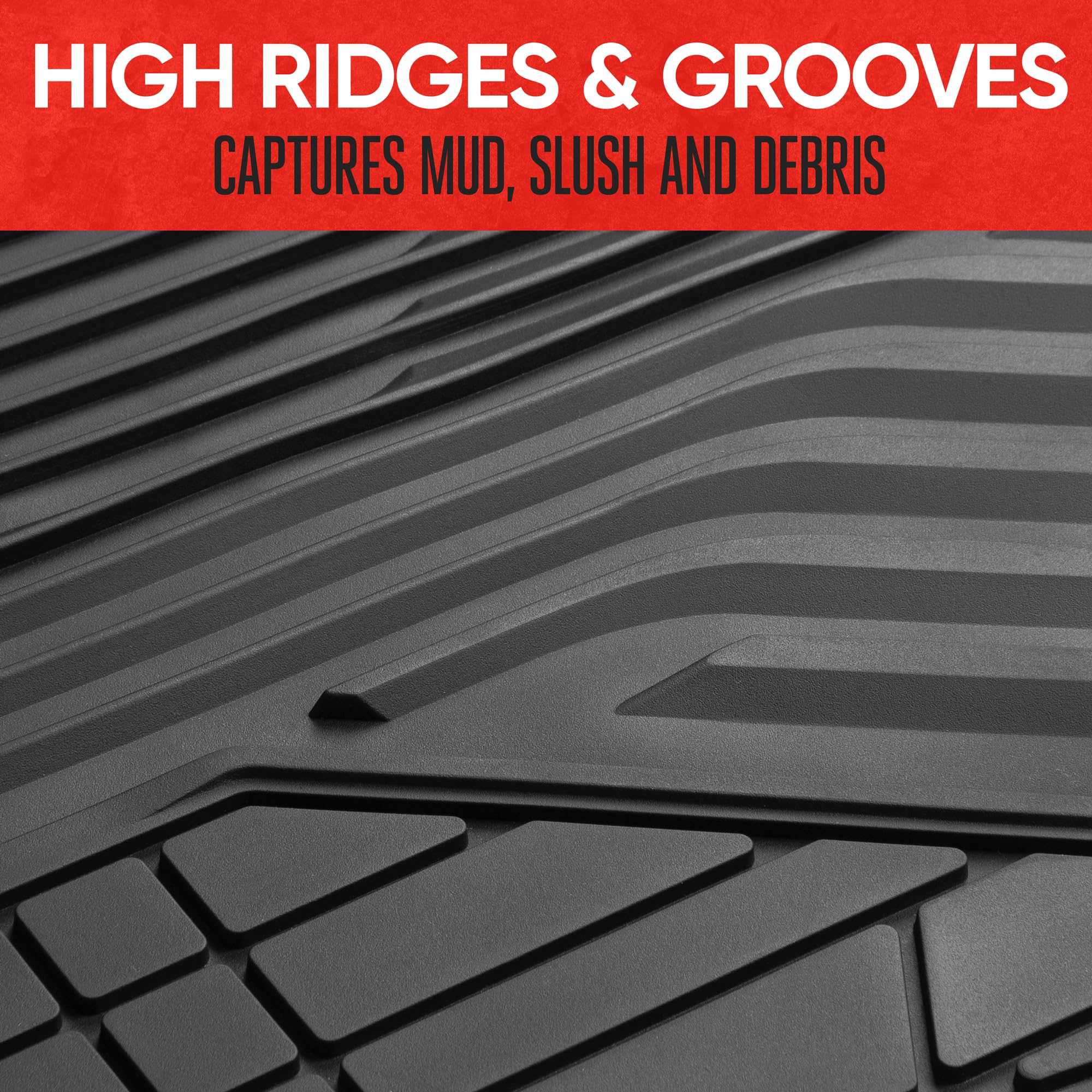 Motor Trend AdventureMax Car Floor Mats Full Set - Durable Rubber Floor Mats for Cars with Debris Capture — view 5