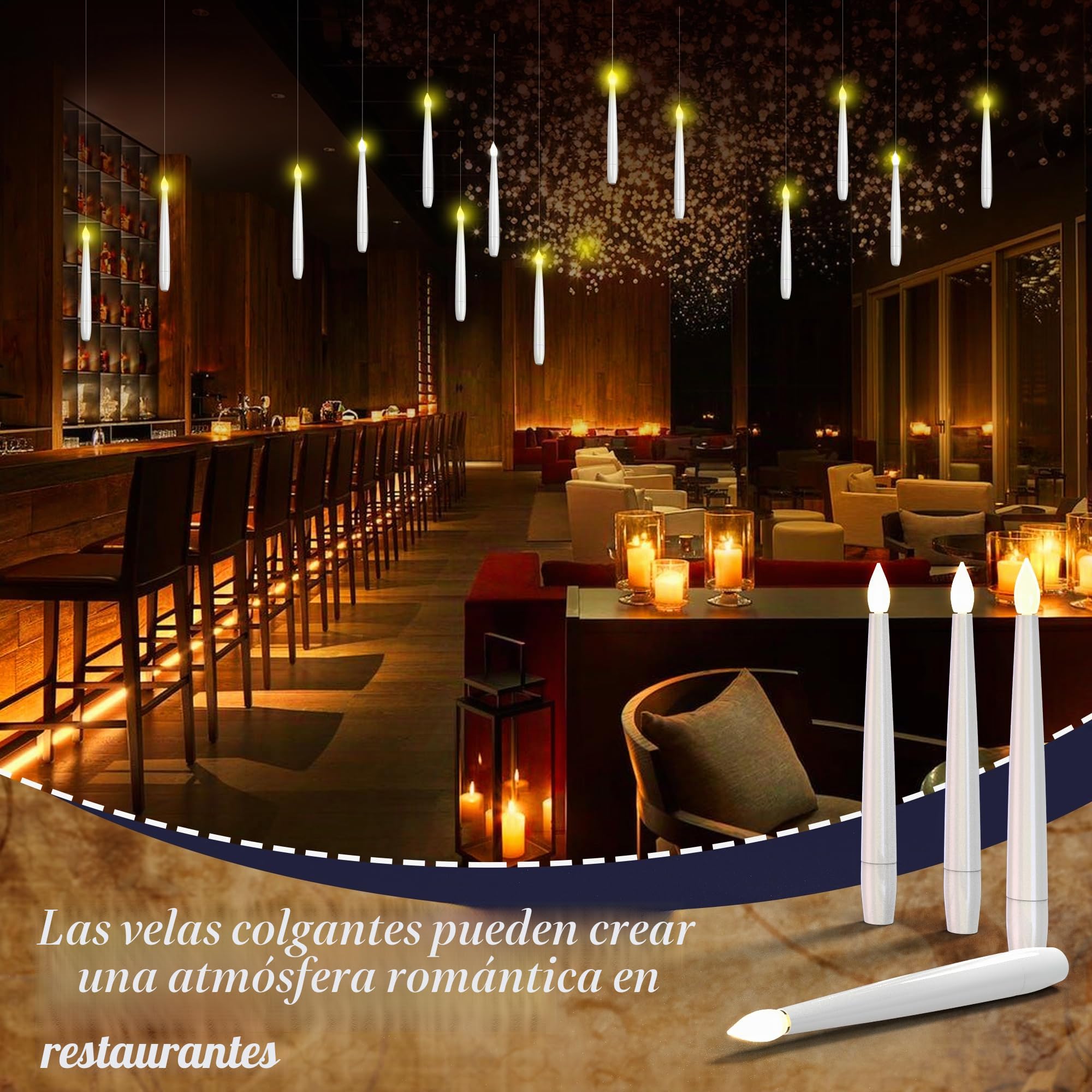 Velas flotantes, Velas LED sin llama con Varita Mágica de Control Remoto, Vela con Pilas para Fiestas Familiares Decoraciones Navideñas de Halloween (20 Pc)