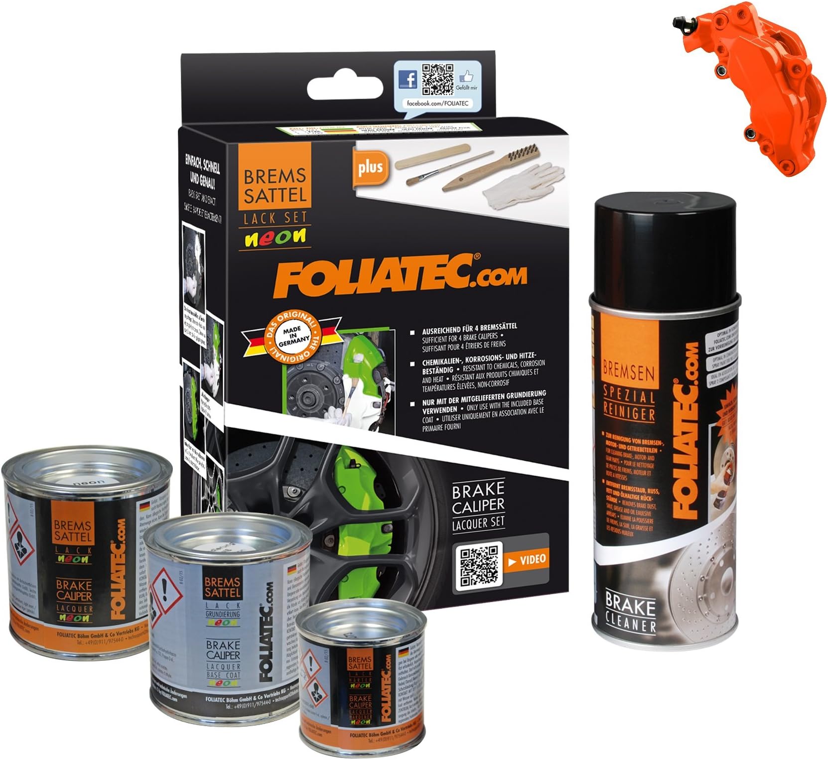Brake Caliper Paint Lacquer, Neon Orange 3 Set Component