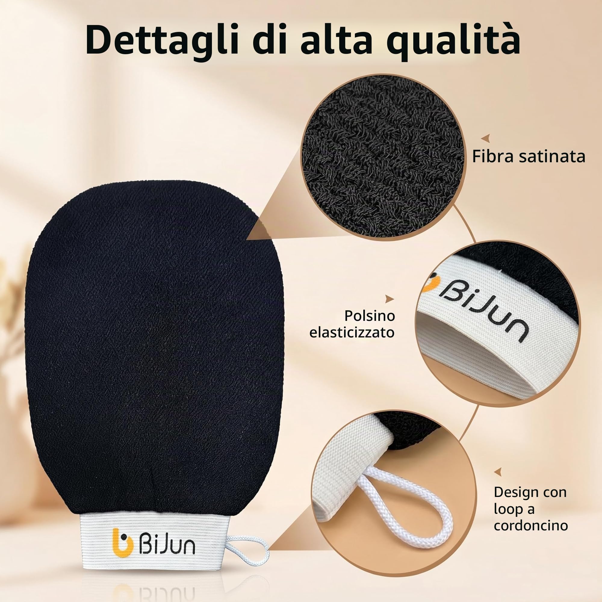 BiJun Guanti Esfolianti Marocchini Kessa Scrub Mitt, Premium Scrub Wash Mitt per bagno o doccia, per tutti i tipi di pelle e migliorare la circolazione sanguigna, doccia, spa