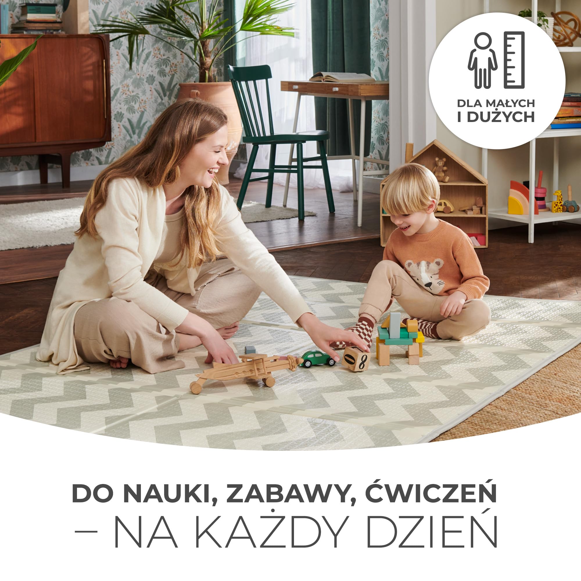 Kinderkraft MATTY2 Mata edukacyjna dla dzieci od urodzenia, Uniwersalna - 2 wzory, Świetna izolacja od podłoża, Bezpieczne materiały, Łatwe czyszczenie, Składana z torbą w zestawie