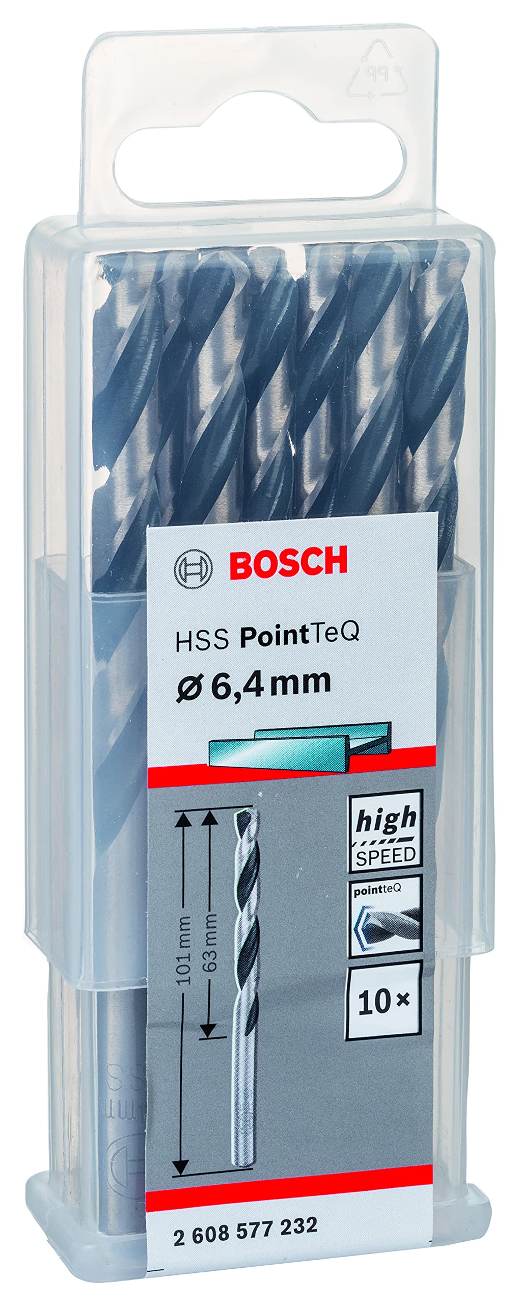 Bosch HSS PointTeQ Drill Bit 6.4mm Pack of 10