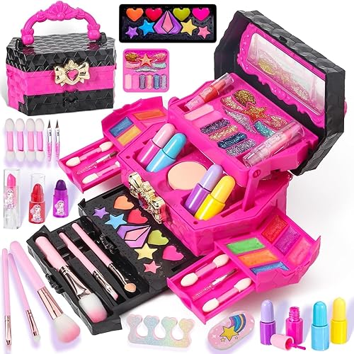 Miniatura 6 de IMAGICTOWN - Juego de maquillaje para niñas de 5 a 8 años, kit de maquillaje no tóxico para niños pequeños de 3 a 4 años, kit de maquillaje para