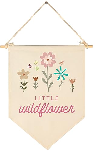 Letrero colgante de lona con diseño de flores silvestres para decoración de pared, regalo para guardería, dormitorio, sala de juegos, puerta