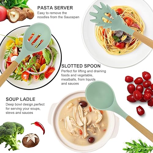 Miniatura 3 de Juego de utensilios de cocina de silicona, 12 piezas, juego de utensilios de cocina de silicona, juego de espátulas de silicona, juego de utensilios