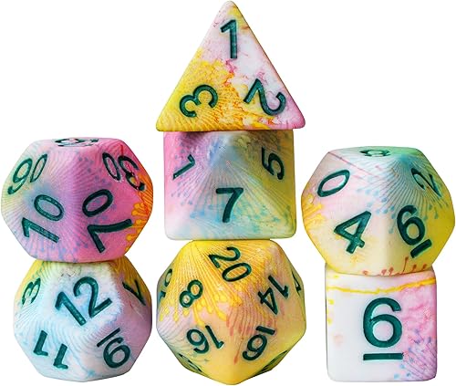 Juego de dados DND de flor de león de 7 piezas, juego de dados poliédricos de resina para juegos de rol y juegos de mesa