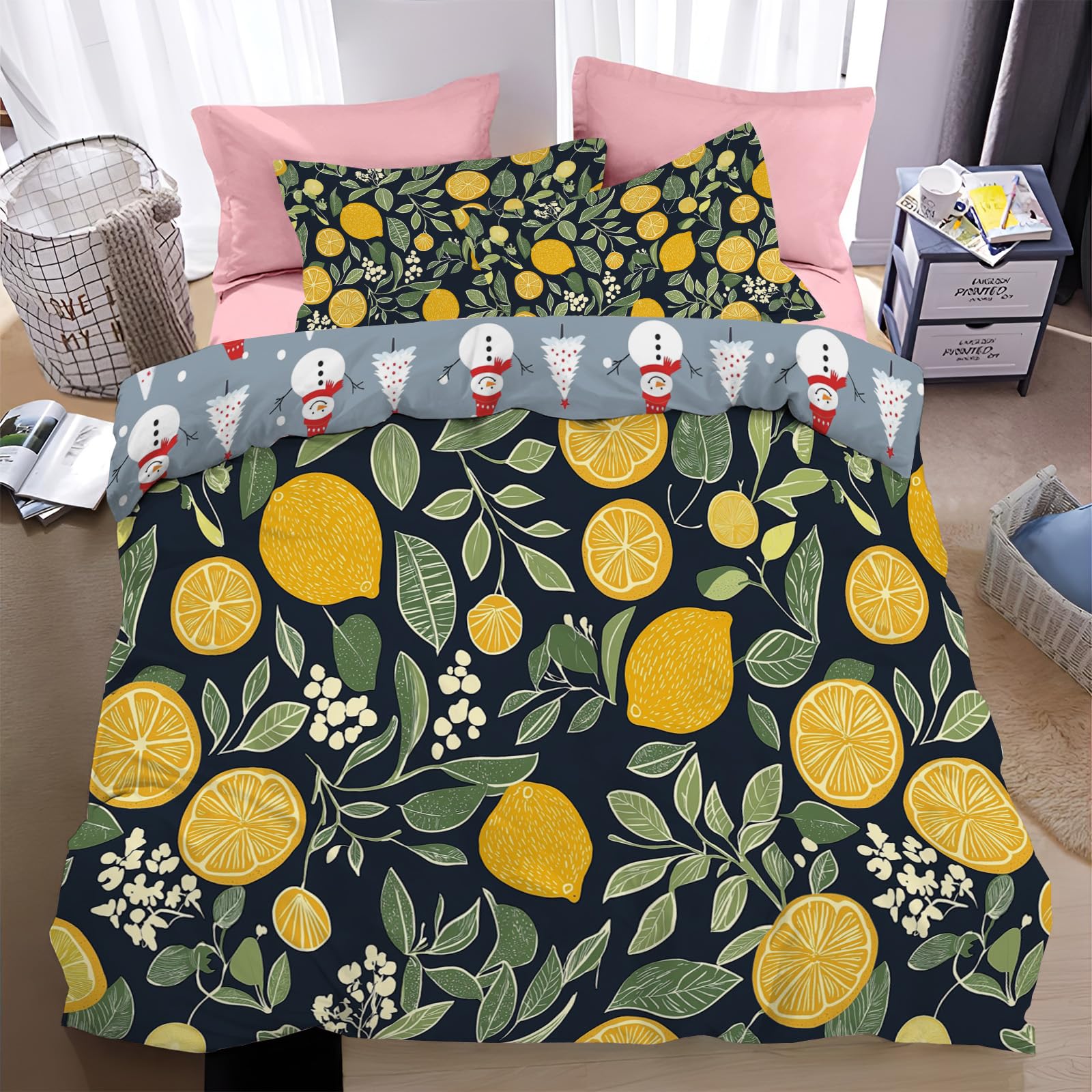 Housse de couette 240x260 citron noir pour un lit doux et chaleureux