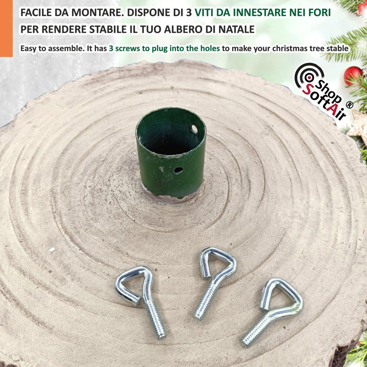 Base Tronco Albero di Natale, Marrone Rustico, 36 cm Altezza x 30 cm Diametro, Design Realistico, Supporto Stabile per Alberi