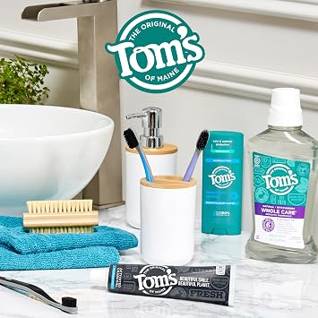 Tom's of Maine Activated Charcoal Whitening Toothpaste with Fluoride, Peppermint, 4.7 oz. 3-Pack (Packaging May Vary)