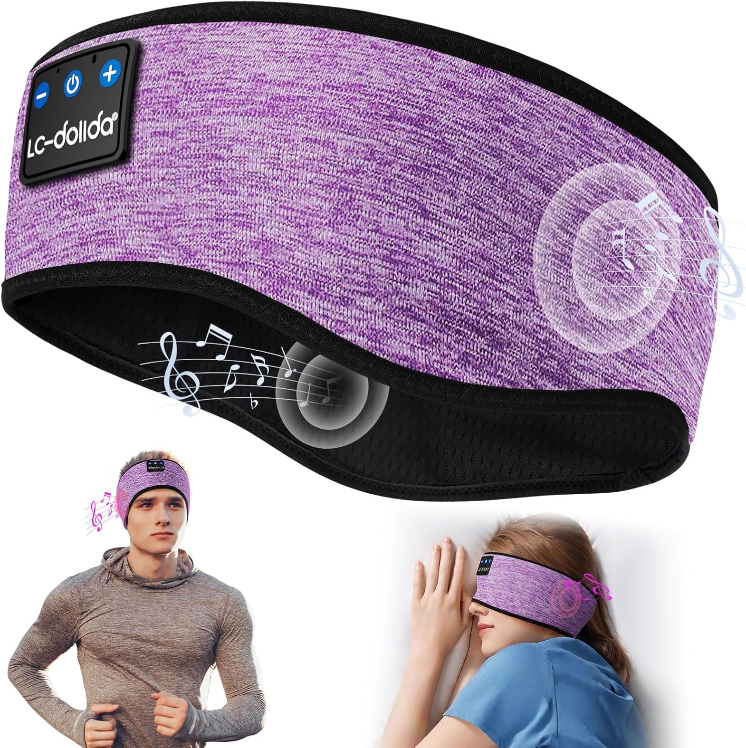 LC-dolida Headband Headphones Bluetooth Headband, Sleep Headphones Wireless Bluetooth with Ultra-Thin HD Stereo Speaker, Sleep Headband Earphones for Workout Yoga Insomnia Meditation Gifts