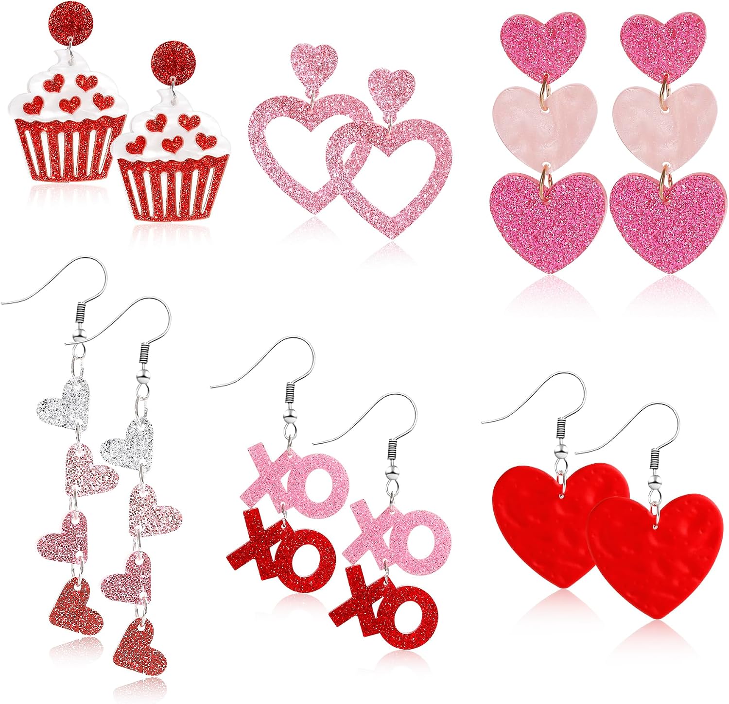 6 Pairs Valentine's Earrings for Women