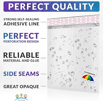 ABC PACK & SUPPLY Poly Bubble Mailers 4 x 7 Inch White, Peel and Seal Closure, Water Resistant, 3/16 Inch Bubble Lining, 600 Per Case