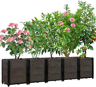 Large Raised Planter Box Outdoor Self Watering 78.7"x15.7"x19.7", Deep Raised Garden Bed - Elevated Garden Box with Drainage Plug, Rectangular Garden Planter Pe