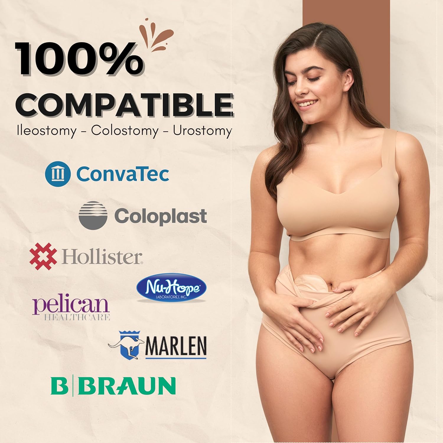 Ostomy Bag Cover for Women, High-Waist Underwear, Black, Discreet Panties with Inner Pocket, Leak Control, Fast-Dry Fabric