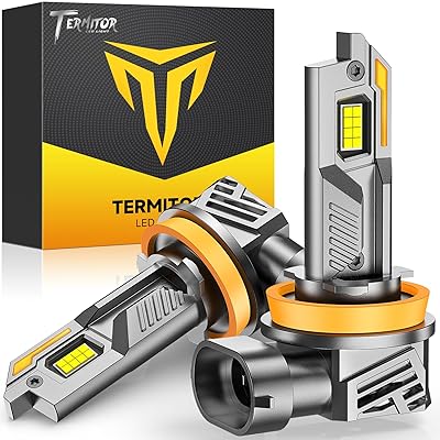 H11/H9/H8 Light Bulbs, 50,000LM 10X Super Brighter with Turbo Cooling Fan, 6500K Cool White H11/H9 Fog Light Bulbs and Off-Road Lights, IP68 Waterproof, 5 Mins Plug-N-Play, Pack of 2