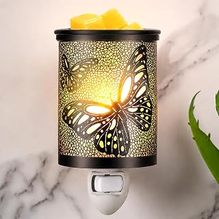 EQUSUPRO Metal Wax Melts Warmer Plug in Wall Pluggable Fragrance Wax Warmer with Removable Dish, Night Light for Home Office Bedroom Living Room Gifts Decor