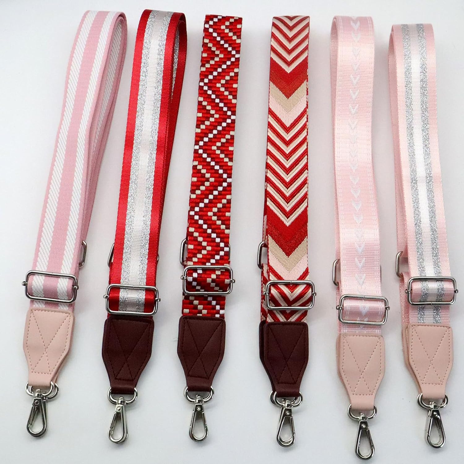 Adjustable Red Purse Strap with Brown Leather End - 1.5" Wide Handbags, Camera, Guitar, Phone & Crossbody Bag Replacement Shoulder Straps(Silver Hardware) - Image 5