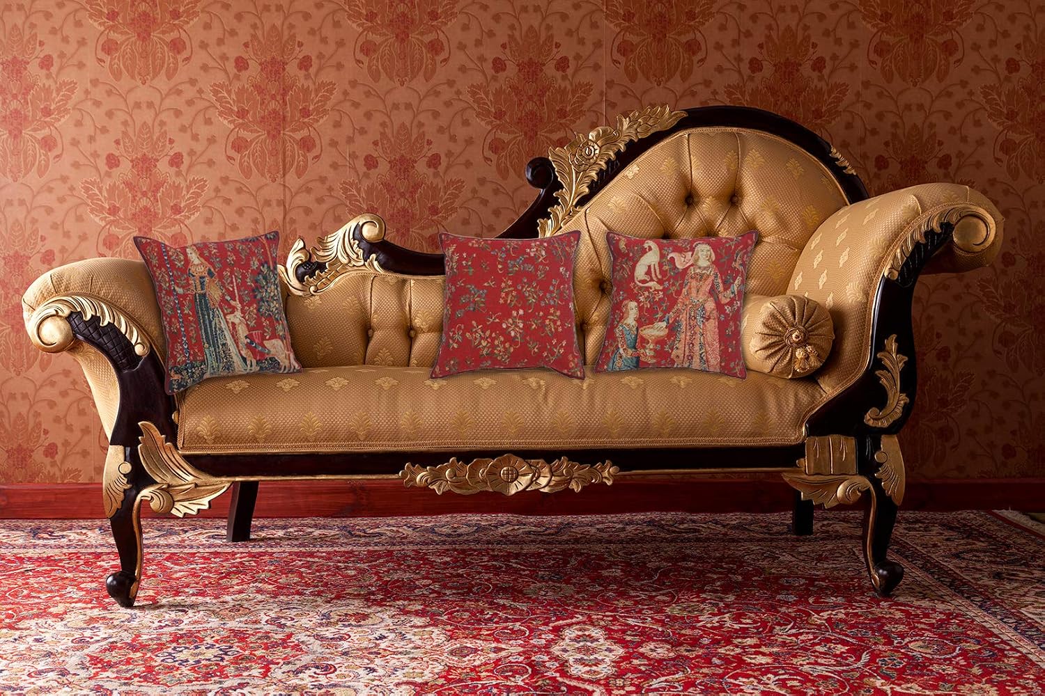 Licorne Gout II Belgian Tapestry Cushion - 17 in. x 17 in. Cotton by Charlotte Home Furnishings