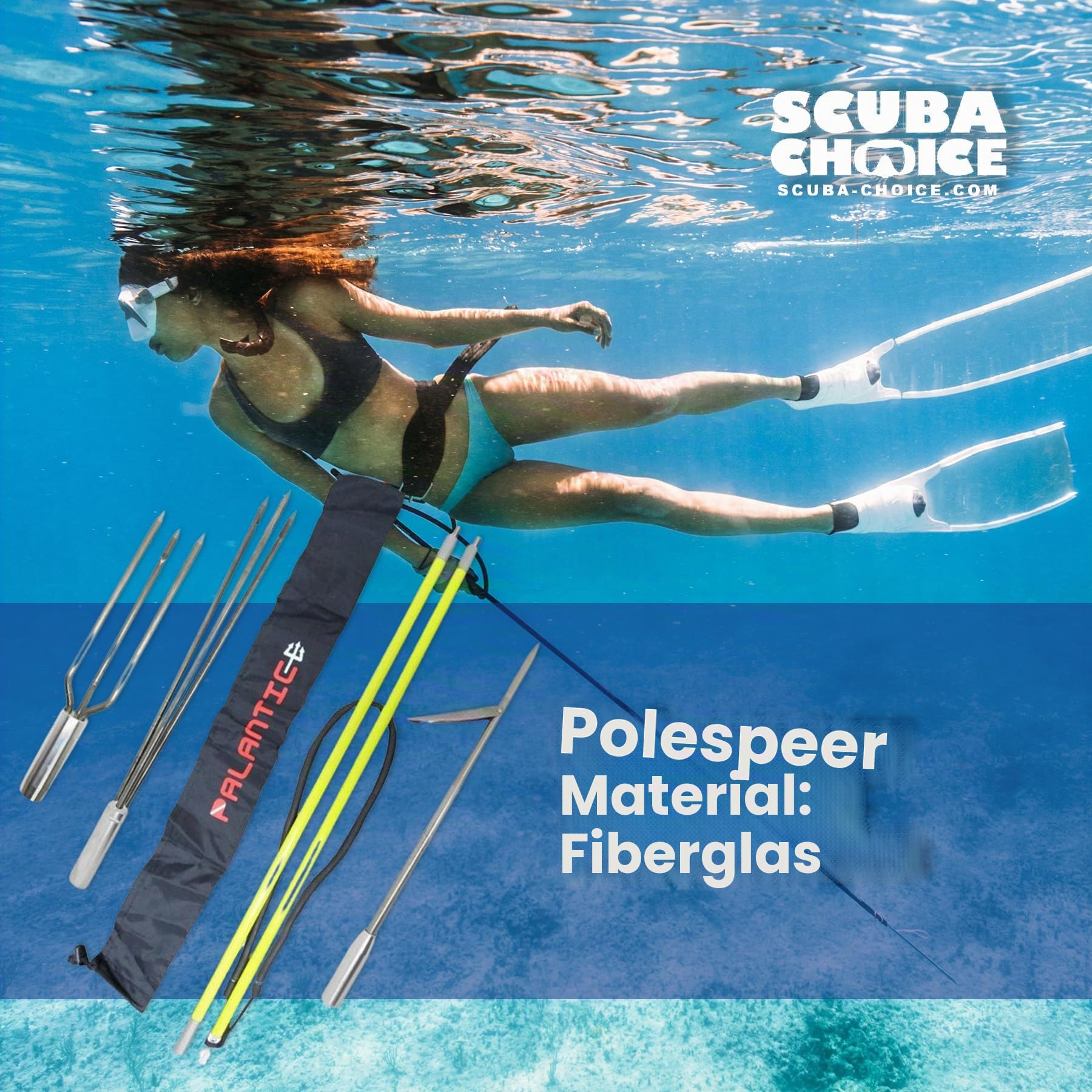 Scuba Choice speerfischen 5 'Faser Glas Travel 2piece Hawaiian Sling Stange Spear 3 Tipps Set