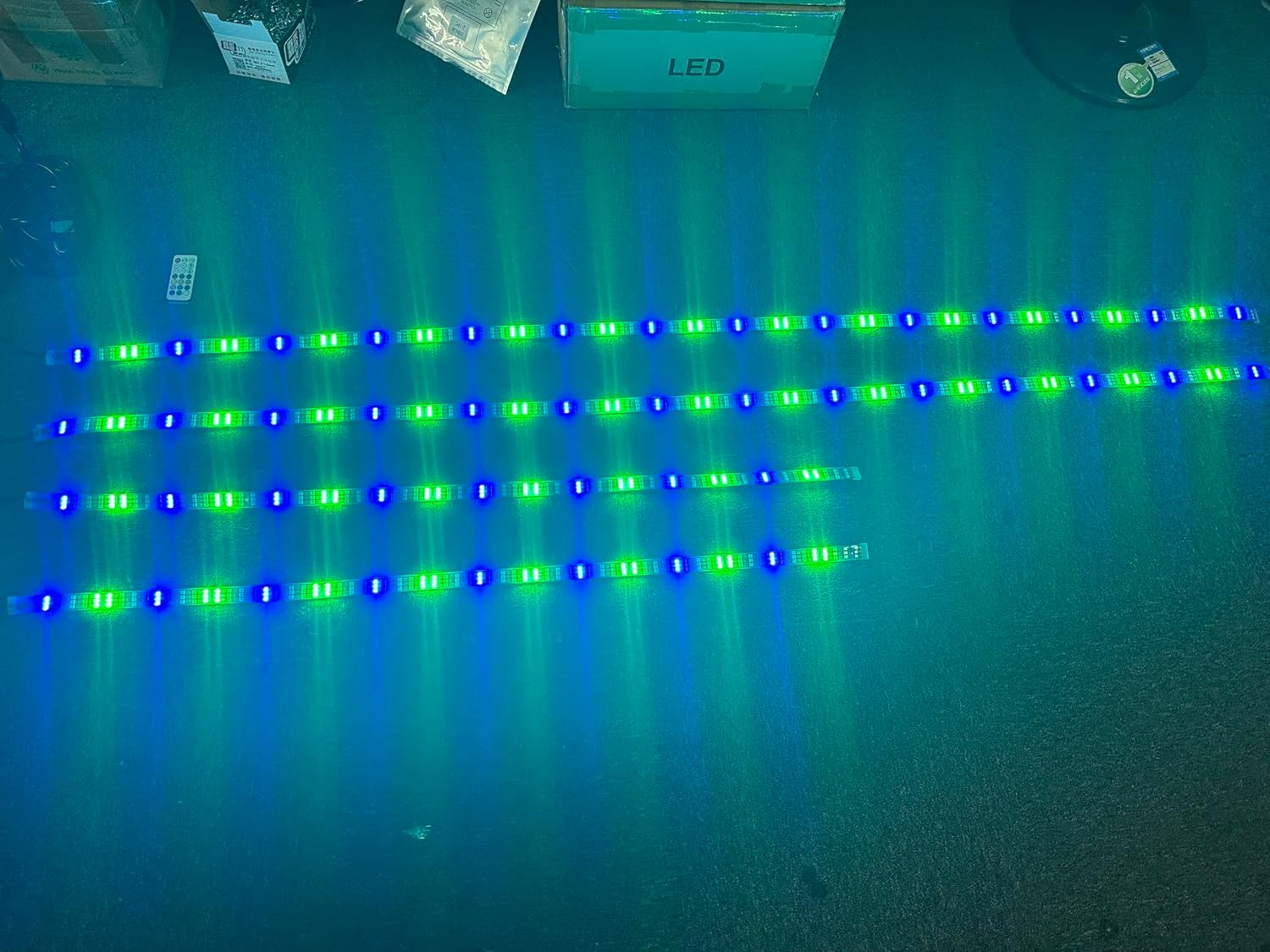 Triple Row Dream Chasing Color RGB 2PCS 4Ft + 2PCS 6.5Ft LED Underglow Light Kit 12V 4Plugs Sync Bluetooth & Remote Ctrl Fit for Car Truck Boat Hood Grill Lights Slingshot