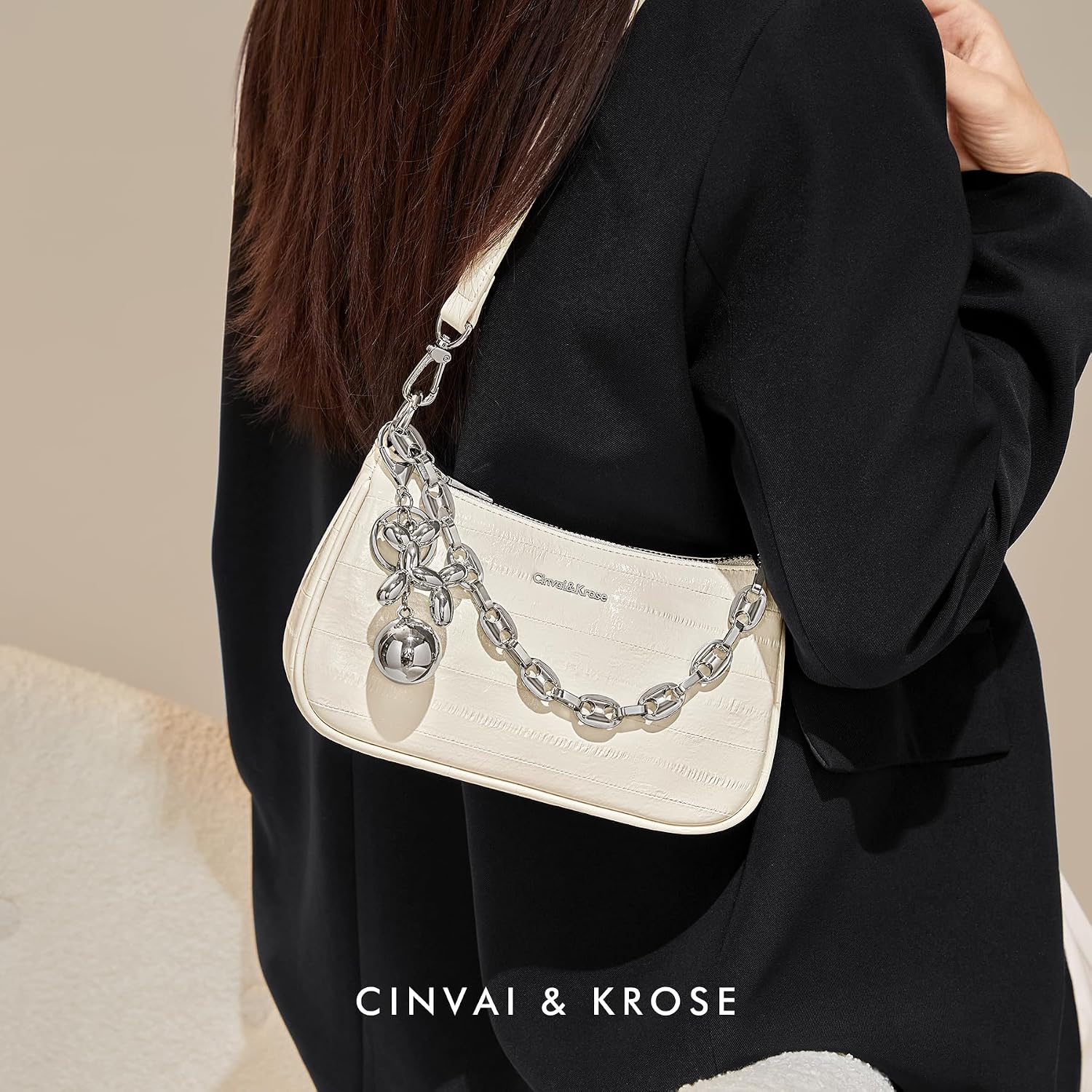 Shoulder Bag for Women Cute Hobo Purse Retro Clutch Underarm Handbag with Zipper Closure