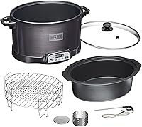 Weston 2-in-1 Indoor Electric Smoker & 6 Quart Slow Cooker with 3-Tier Rack, Temp Probe, Dishwasher Safe - Black