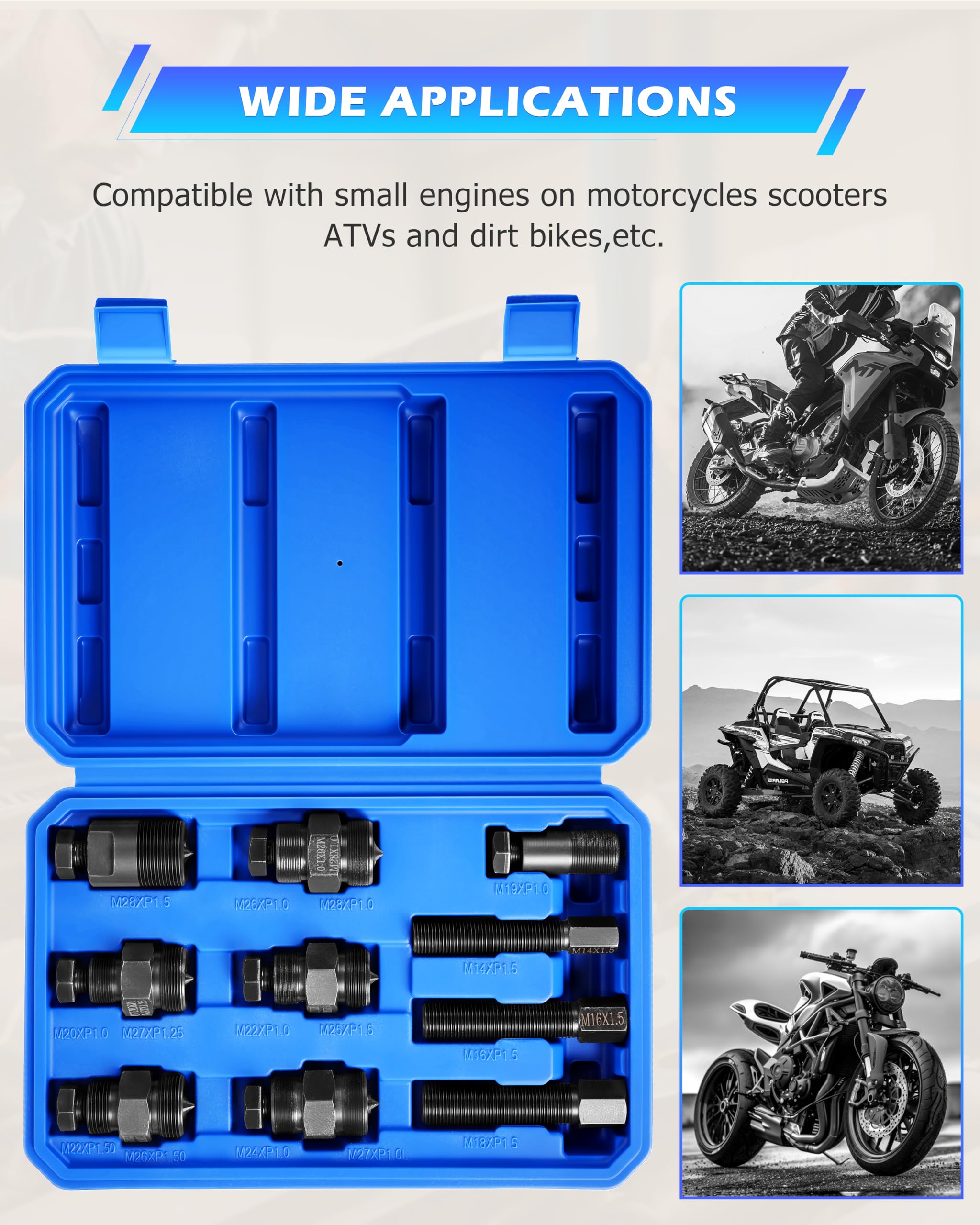 DAYUAN Extracteur de volant d'inertie de moto compatible avec Yamaha, Kawasaki, Honda, Suzuki, lot de 10 pièces avec étui