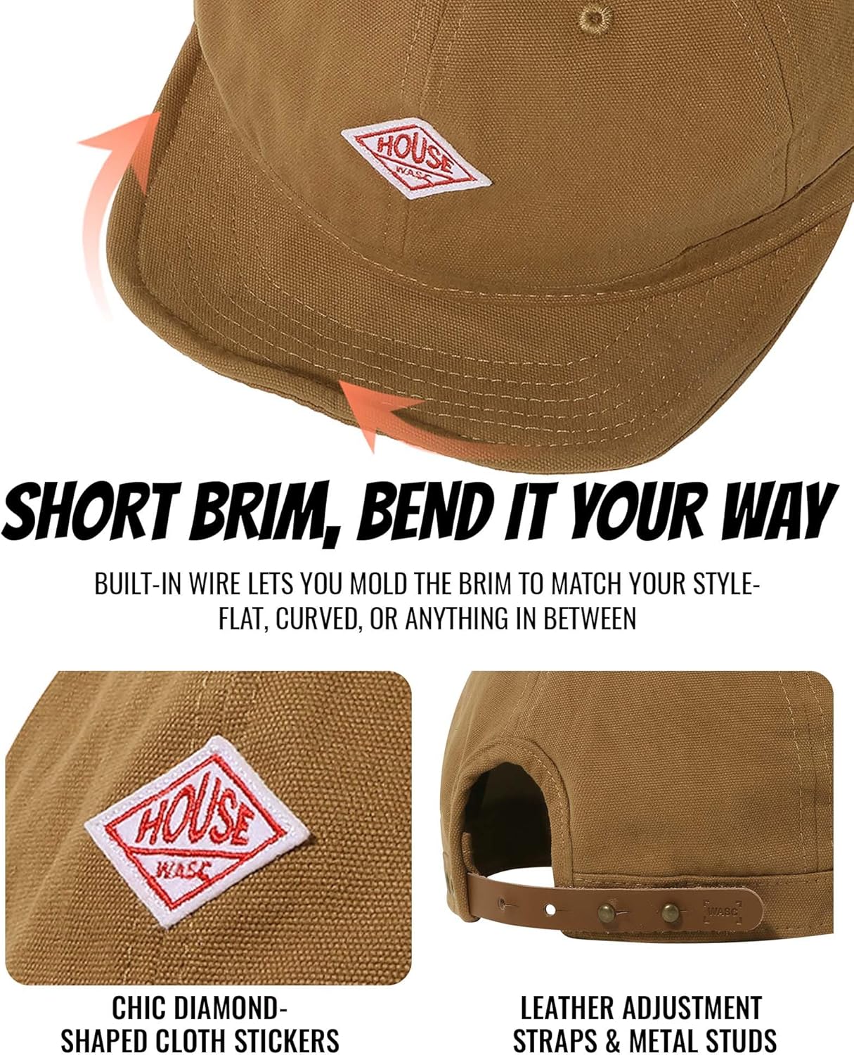 Clakllie Soft Short Brim Hats for Women Men Umpire Baseball Cap Vintage Flat Brim Golf Hats Cotton Trucker Fitted Hat - Image 5