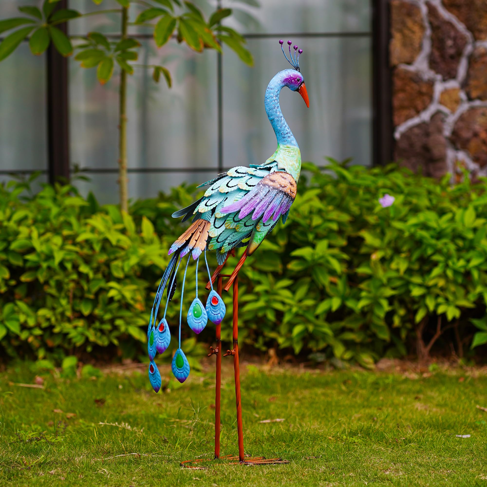 Amazon.com : Goodeco 33.5 Inch Metal Peacock Garden Decor