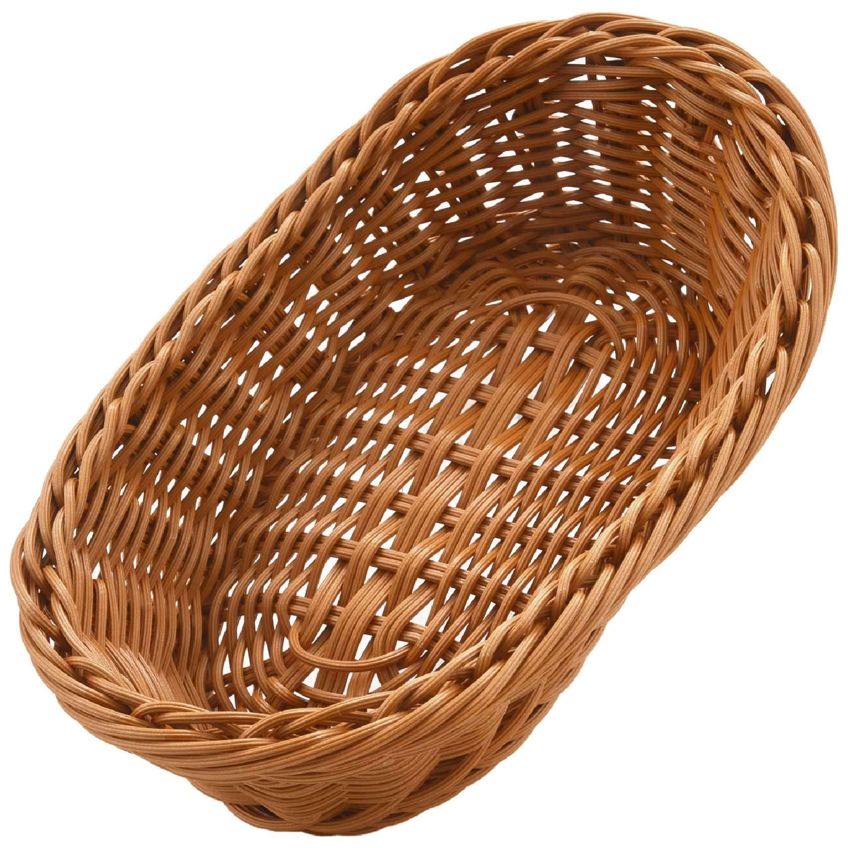 detee Oval Wicker Woven Bread Basket, 10.2Inch Storage Basket for Food Fruit Cosmetic Storage Tabletop and Bathroom