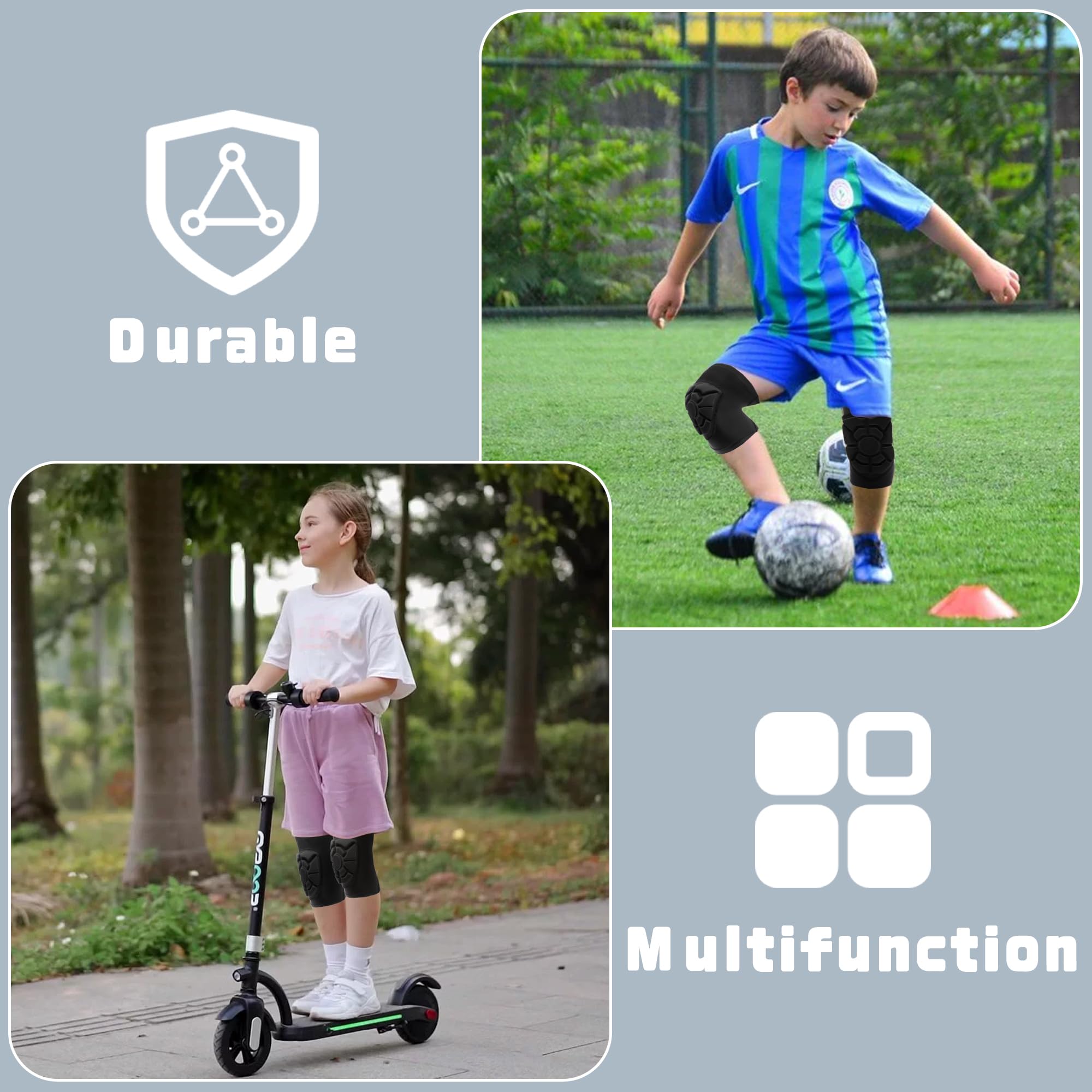 Ginocchiere per bambini/giovani ginocchiere a compressione con cuscinetti spessi attrezzatura protettiva per sport basket wrestling calcio pallavolo snowboard